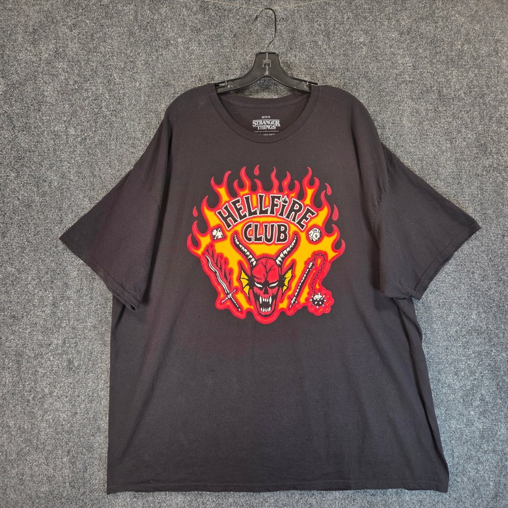 Netflix‎ Stranger Things Hellfire Club Graphic T-Shirt Mens 3XL Black Cotton Tee